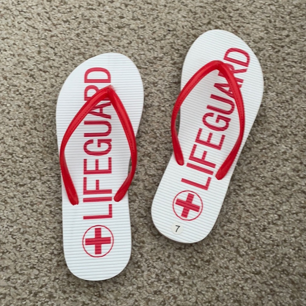 Never Worn Size 7 Flip Flops Sandals White and Red